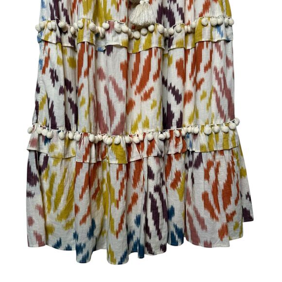 Point Sur J. Crew Cotton Voile Tiered Midi Dress Pom Pom Flutter Sleeve, size 4 - Picture 3 of 6